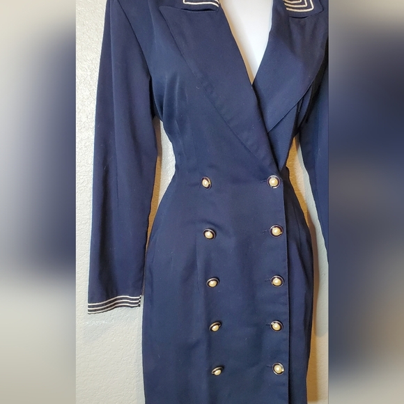 La Belle Vintage Navy Double-Breasted Nautical Suit Jacket Sheath Dress Size 6/7 - Picture 6 of 11